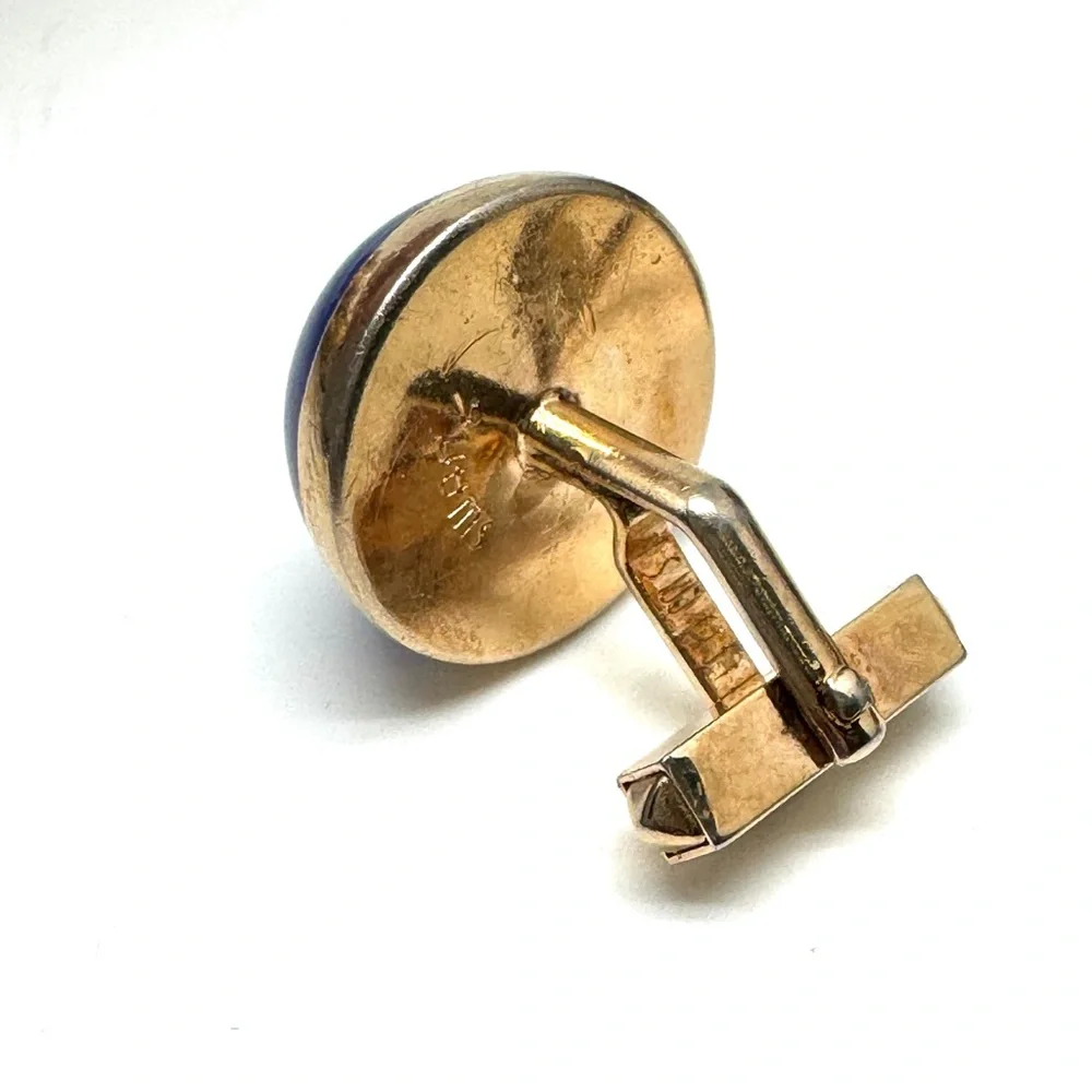 SWANK Vintage Blue Moonglow Lucite Dome Cuff Links in Goldtone